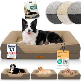 ELONEO orthopädisches Hundebett mit Memory Foam für mittelgroße Hunde braun 90x68x18cm – Bild 1 von 9