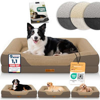Produktbild von ELONEO orthopädisches Hundebett mit Memory Foam für mittelgroße Hunde braun 90x68x18cm