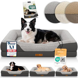 ELONEO Orthopädisches Hundebett mit Memory Foam und Sherpa-Fleece in Grau Größe L – Bild 1 von 13
