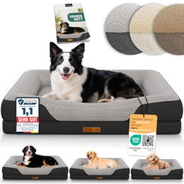 ELONEO Orthopädisches Hundebett mit Memory Foam und Sherpa-Fleece Schwarz Größe M – Bild 1 von 13
