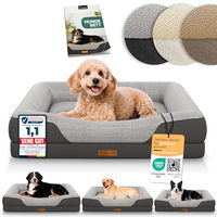 Produktbild von ELONEO Orthopädisches Hundebett mit Sherpa-Fleece und Sofastoff Grau Größe L