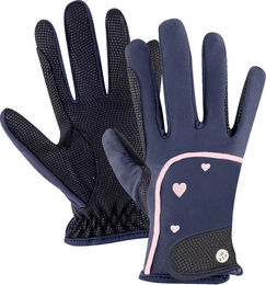 ELT Reithandschuhe Metropolitan Heart für Kinder aus Kunstleder Blau 5-7 Jahre – Bild 1 von 12