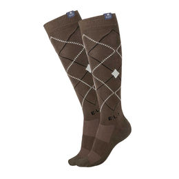 ELT Reitsocken Damen Argyle aus Baumwolle grünbraun Braun Größe L – Bild 1 von 4