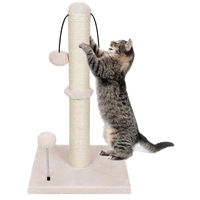 Produktbild von Elzusha Katzenkratzbaum aus Sisal und Plüsch mit Spielzeug, Beige, 52 cm hoch