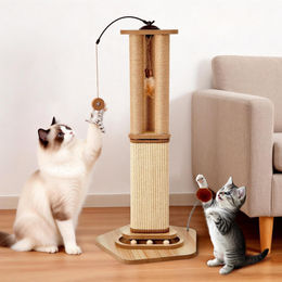 Elzusha Katzenkratzbaum in Beige mit 85 cm Höhe für alle Altersstufen – Bild 1 von 3