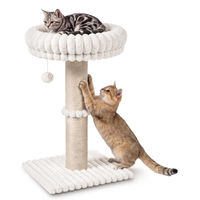 Produktbild von Elzusha Katzenkratzbaum mit Liegefläche und Sisalstamm für kleine bis mittelgroße Katzen in Creme aus Plüsch und Sisal