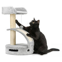 Produktbild von Elzusha Kratzbaum für Katzen mit Spielzeug aus Plüsch und Sisal in Grau, 58 cm Höhe