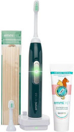 emmi-pet Ultraschallzahnbürste 2.0 Basis Set für Hunde in Grün mit Ultraschall-Aufsätzen und Zahnpasta – Bild 1 von 3