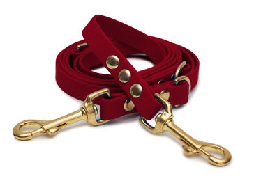 Produktbild von Emmy & Pepe Biothane Führleine wasserabweisend Bordeaux Rot mit Gold 25mm