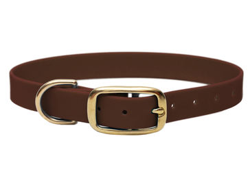 Produktbild von Emmy & Pepe Biothane Halsband Braun Gold Größe L 39-49cm wasserabweisend
