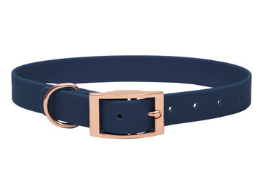 Produktbild von Emmy & Pepe Biothane Halsband Dark Blue Rosegold wasserabweisend Größe L 39-49cm