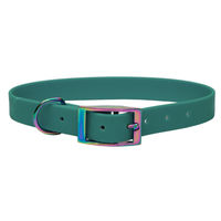 Produktbild von Emmy & Pepe Biothane Halsband für kleine Hunde Waldgrün Regenbogen S 25-33cm wasserabweisend