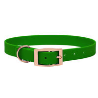 Produktbild von Emmy & Pepe Biothane Halsband Grün mit Rosegold in Größe M (33-40cm) wasserabweisend