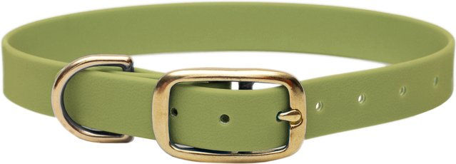 Emmy & Pepe Biothane Halsband Khaki mit Goldbeschlägen Größe L 39-49cm 25mm – Bild 1 von 1