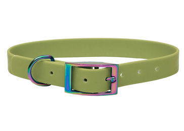 Produktbild von Emmy & Pepe Biothane Halsband Khaki Regenbogen wasserabweisend Größe L 39-49cm