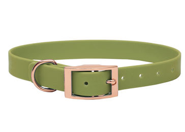 Produktbild von Emmy & Pepe Biothane Halsband Khaki Rosegold wasserabweisend Größe S 25-33cm