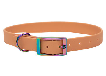 Produktbild von Emmy & Pepe Biothane Halsband Regenbogen Cognac wasserabweisend Größe M 33-40cm