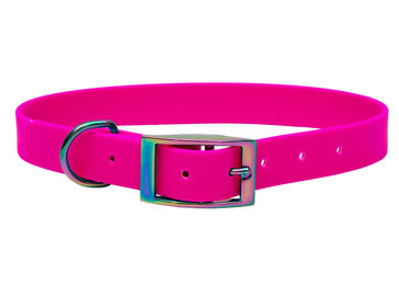 Produktbild von Emmy & Pepe Biothane Halsband Rosa Regenbogen Wasserabweisend Größe L 39-49cm