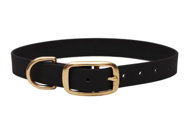 Produktbild von Emmy & Pepe Biothane Halsband Schwarz Gold Wasserabweisend Größe L 39-49cm