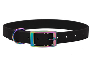 Produktbild von Emmy & Pepe Biothane Halsband Schwarz Regenbogen Wasserabweisend Größe L 39-49cm