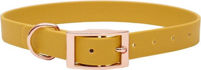 Emmy & Pepe Biothane Halsband Sonnengelb 25mm Größe L 39-49cm mit Rosegold Beschlägen – Bild 1 von 1