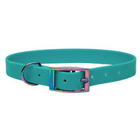 Produktbild von Emmy & Pepe Biothane Halsband Türkis Regenbogen Größe M 33-40cm wasserabweisend
