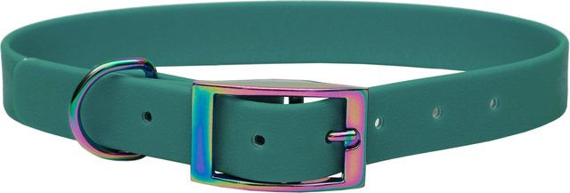 Emmy & Pepe Biothane Halsband Waldgrün XL 20mm mit Regenbogen-Design – Bild 1 von 1
