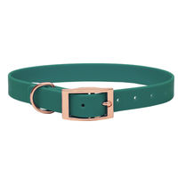 Produktbild von Emmy & Pepe Biothane Halsband Waldgrün Rosegold Größe L 39-49cm wasserabweisend