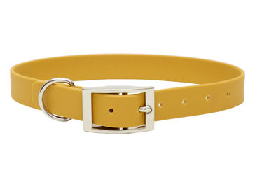 Produktbild von Emmy & Pepe Biothane Hundehalsband wasserabweisend Gelb Silber Größe M 33-40cm
