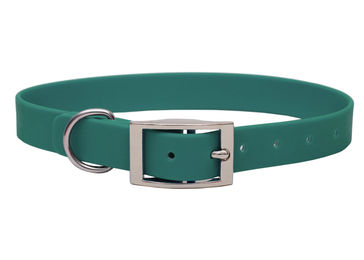 Produktbild von Emmy & Pepe Biothane Hundehalsband XXL Waldgrün mit Silberbeschlag 59-69cm