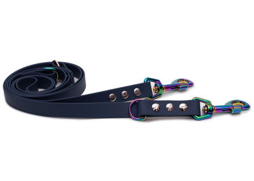 Produktbild von Emmy & Pepe Biothane Schleppleine Dark Blue 16mm 2m mit Regenbogen Bolzenkarabiner wasserabweisend