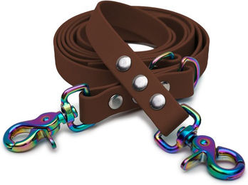 Emmy & Pepe Biothaneleine Braun 20mm 3m mit Scherenkarabiner Regenbogen – Bild 1 von 1