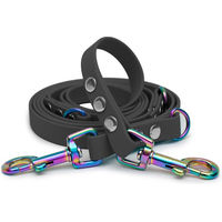 Produktbild von Emmy & Pepe Biothaneleine Grau 16mm 3m mit Regenbogen Bolzenkarabiner