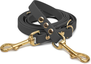 Emmy & Pepe Biothaneleine Grau 16mm mit 2.50m Länge und Bolzenkarabiner Gold – Bild 1 von 1