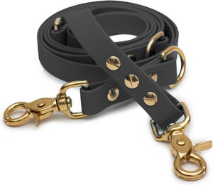 Emmy & Pepe Biothaneleine Grau 20mm 2.50m mit Scherenkarabiner Gold – Bild 1 von 1