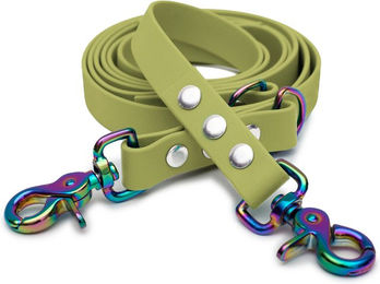 Emmy & Pepe Biothaneleine Khaki 20mm 2m mit Scherenkarabiner Regenbogen – Bild 1 von 1