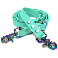 Produktbild von Emmy & Pepe Biothaneleine Mint mit Scherenkarabiner Regenbogen 20mm 3m