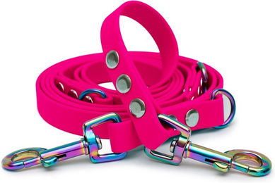 Emmy & Pepe Biothaneleine Pink 20mm 2.50m mit Regenbogen Bolzenkarabiner – Bild 1 von 1