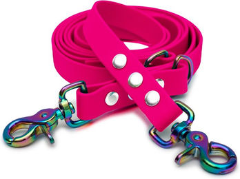 Emmy & Pepe Biothaneleine Pink 20mm 2.50m mit Scherenkarabiner Regenbogen – Bild 1 von 1