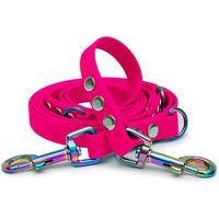 Produktbild von Emmy & Pepe Biothaneleine Pink 25mm 1.20m mit Regenbogen Bolzenkarabiner