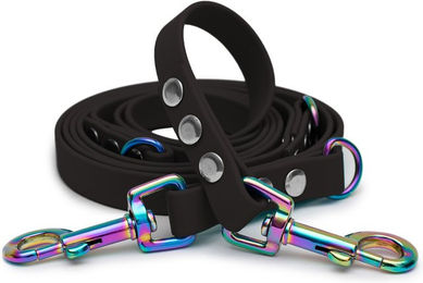 Emmy & Pepe Biothaneleine Schwarz 20mm 1.20m mit Regenbogen Bolzenkarabiner – Bild 1 von 1