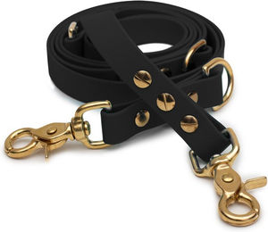 Emmy & Pepe Biothaneleine Schwarz 20mm 2m mit Scherenkarabiner Gold – Bild 1 von 1
