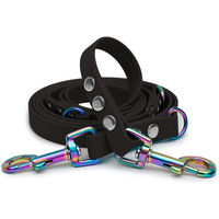 Produktbild von Emmy & Pepe Biothaneleine Schwarz 20mm 3m mit Bolzenkarabiner Regenbogen