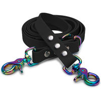 Produktbild von Emmy & Pepe Biothaneleine Schwarz 20mm 3m mit Scherenkarabiner Regenbogen