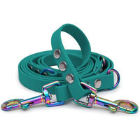 Produktbild von Emmy & Pepe Biothaneleine Türkis 20mm 1.20m mit Regenbogen Bolzenkarabiner