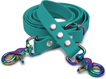 Emmy & Pepe Biothaneleine Türkis 20mm 2m mit Scherenkarabiner Regenbogen – Bild 1 von 1