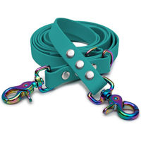 Produktbild von Emmy & Pepe Biothaneleine Türkis 20mm 2m mit Scherenkarabiner Regenbogen