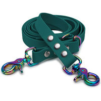 Produktbild von Emmy & Pepe Biothaneleine Waldgrün 20mm 1.20m mit Scherenkarabiner Regenbogen