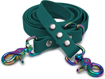 Emmy & Pepe Biothaneleine Waldgrün 20mm 3m mit Scherenkarabiner Regenbogen – Bild 1 von 1