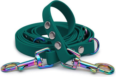 Emmy & Pepe Biothaneleine Waldgrün 25mm 3m mit Regenbogen Bolzenkarabiner – Bild 1 von 1